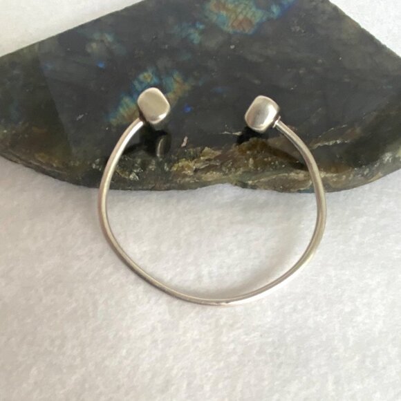 Sterling Silver 925 Modernist Style Square Capped Charm Cuff Bracelet Size 7" - Picture 1 of 16